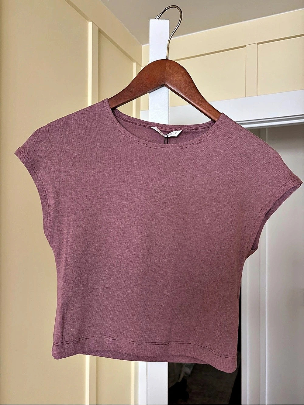 Zara NWT Short Sleeve Cropped T-Shirt Purple Large